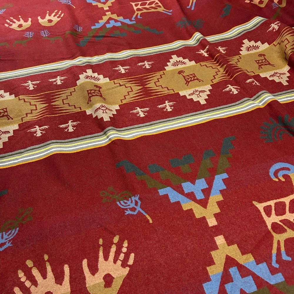 Pendleton Rock Art Curtain Vintage Double Sided Wool Red Southwestern 78x64 EX